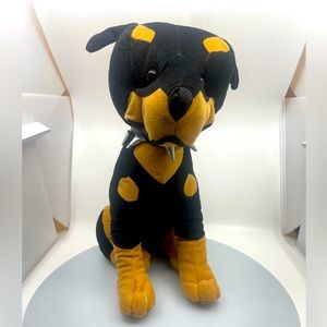 Vintage rare Rottweiler by fun & fun toy 19 inches sitting spike collar plush